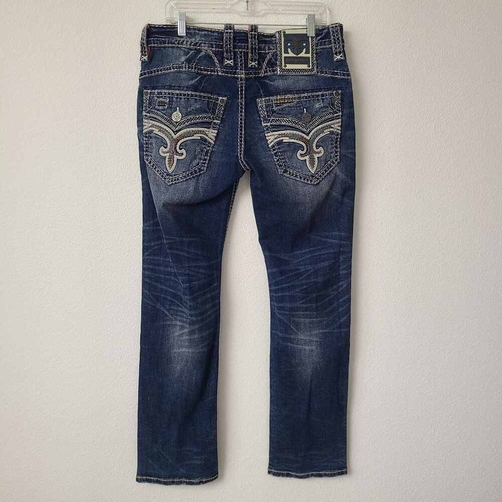 NEW Rock Revival Foxglove Straight Denim Jeans Size 32x34 Blue